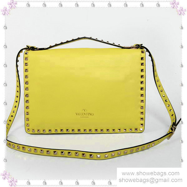 2014 Valentino Garavani rockstud shoulder bag 00528 yellow - Click Image to Close